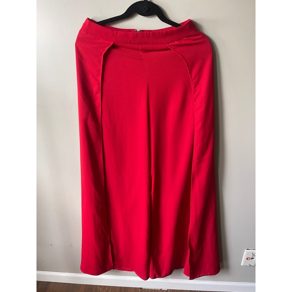 Lulus Red Wide Leg Split Front Pants High Waisted Trousers Small coquette chic